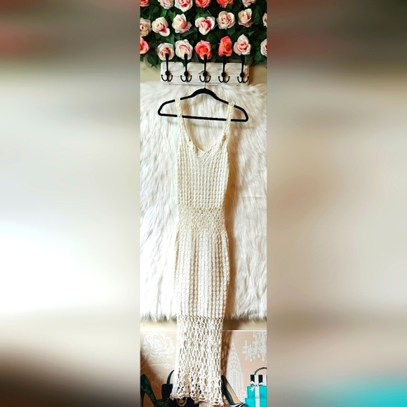 Handmade Boho Summer Cream Crochet Dress - Picture 1 of 6
